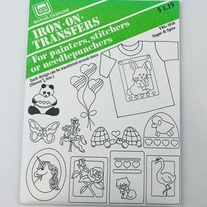 Vtg Banar Designs Sugar & Spice Iron Transfers 1990‎ Unicorn Panda Kitty Turtles